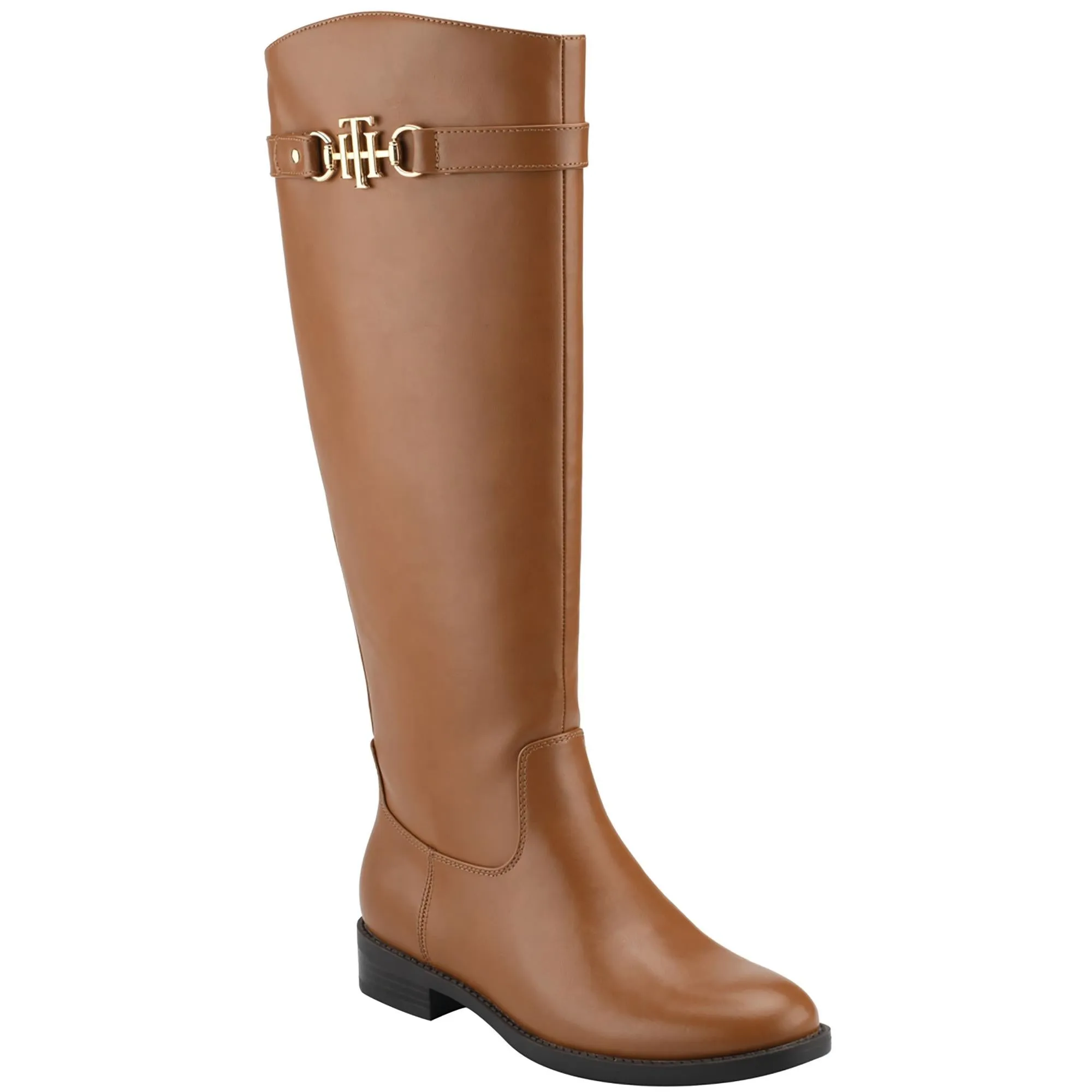 Inezy Womens Zipper Almond Toe Knee-High Boots