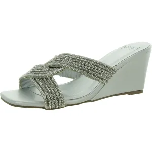 Irebbo Womens Faux eather Rhinestone Mule Sandals