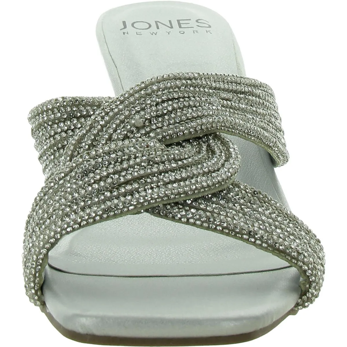 Irebbo Womens Faux eather Rhinestone Mule Sandals