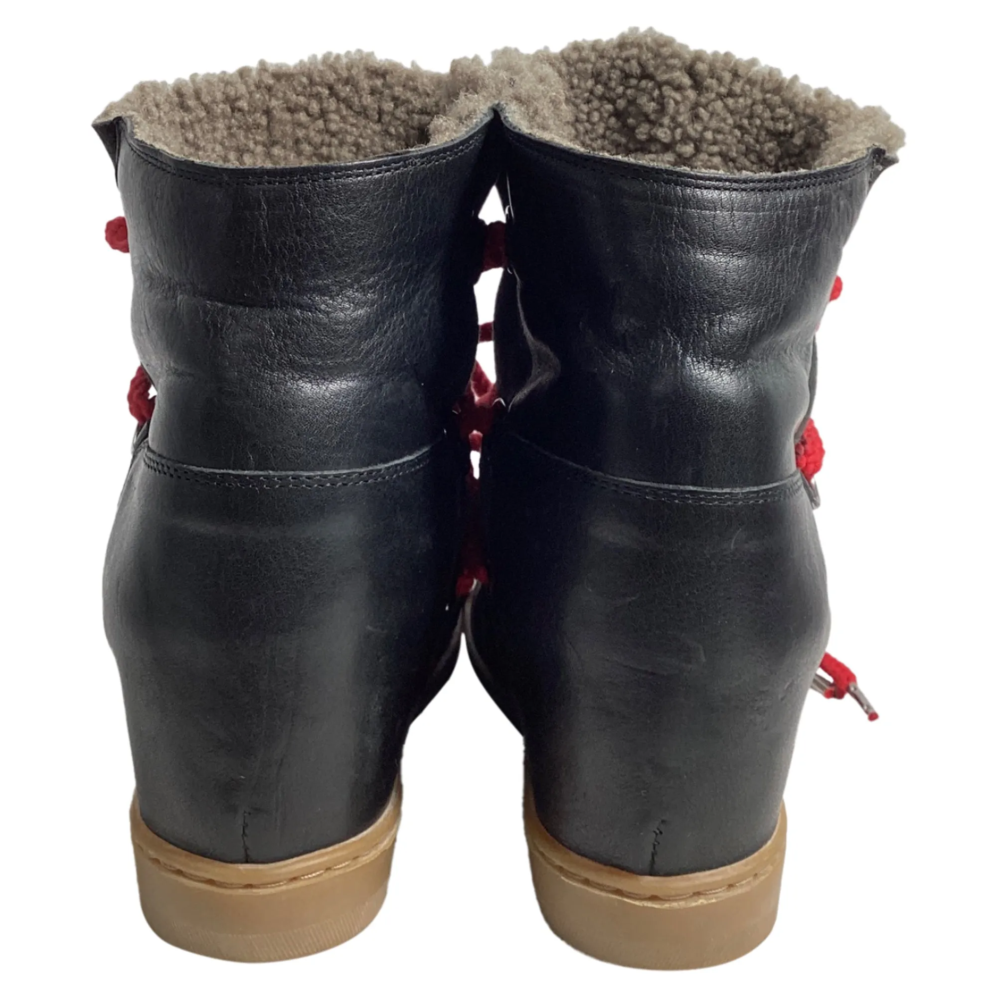 Isabel Marant Nowles Shearling Ankle Boots in Black Suede and Leather