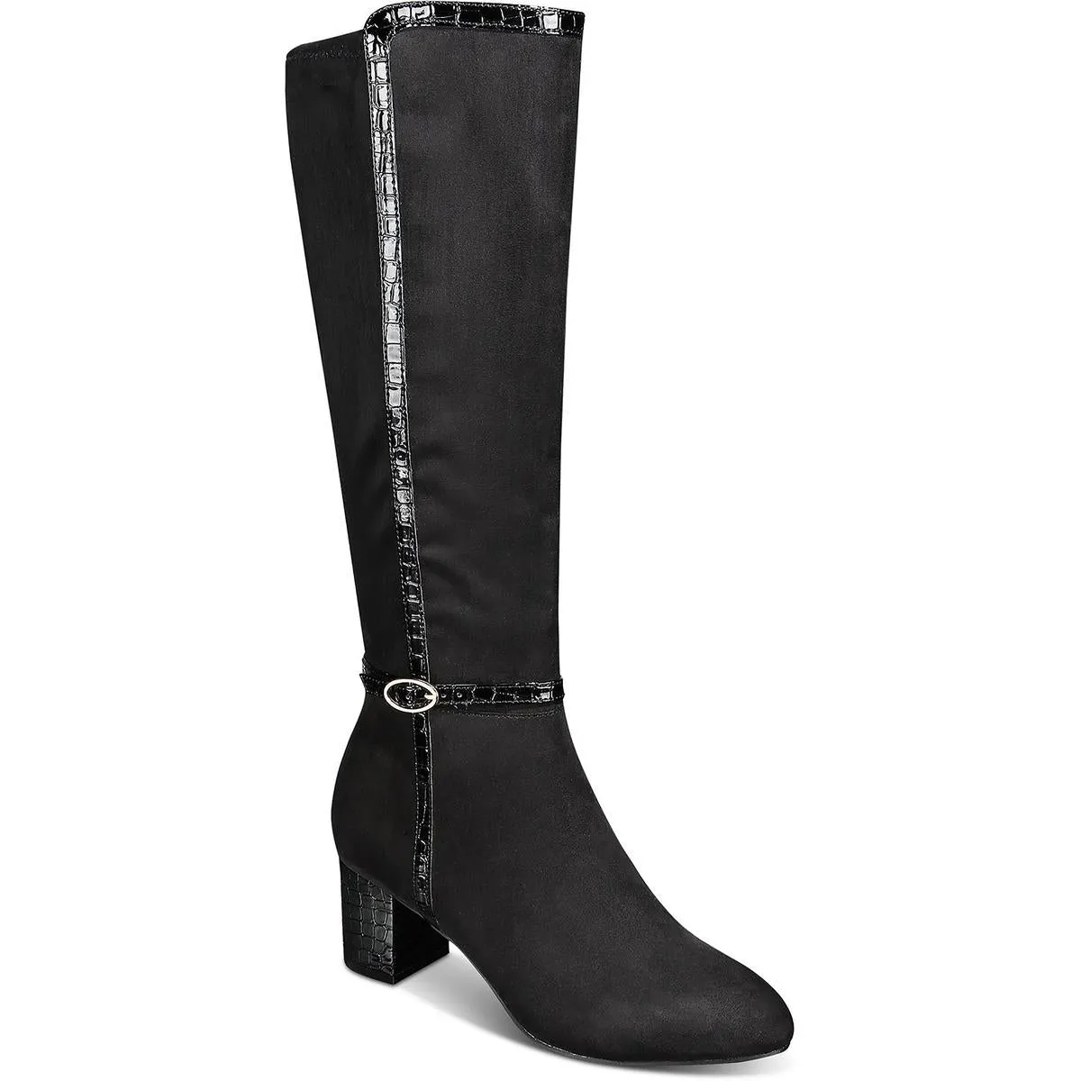 ISALEE Womens Faux Suede Almond Toe Mid-Calf Boots