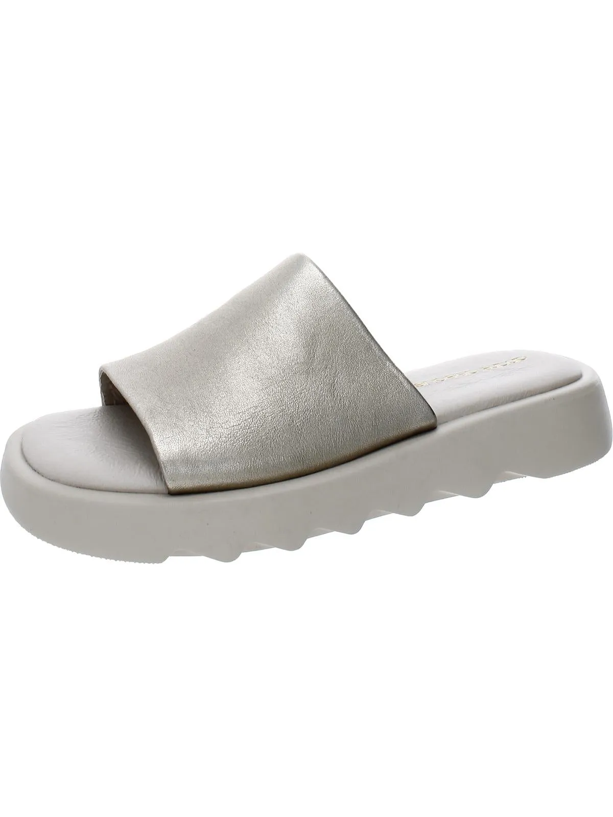 Jessa Womens Leather Metallic Slide Sandals