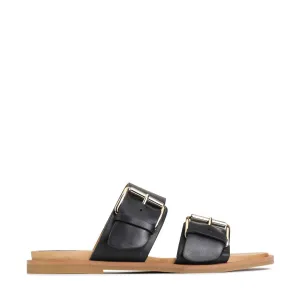 JETT LEATHER DOUBLE STRAP SLIDE SANDALS