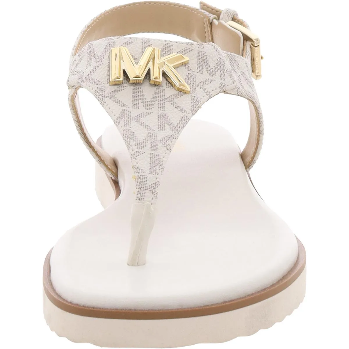 Jilly Womens Faux Leather Logo Thong Sandals