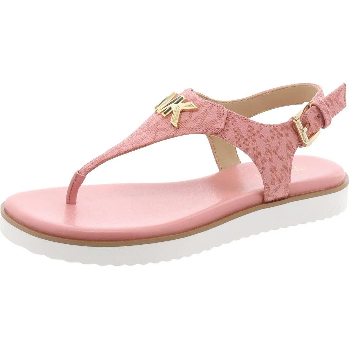 Jilly Womens Faux Leather Logo Thong Sandals