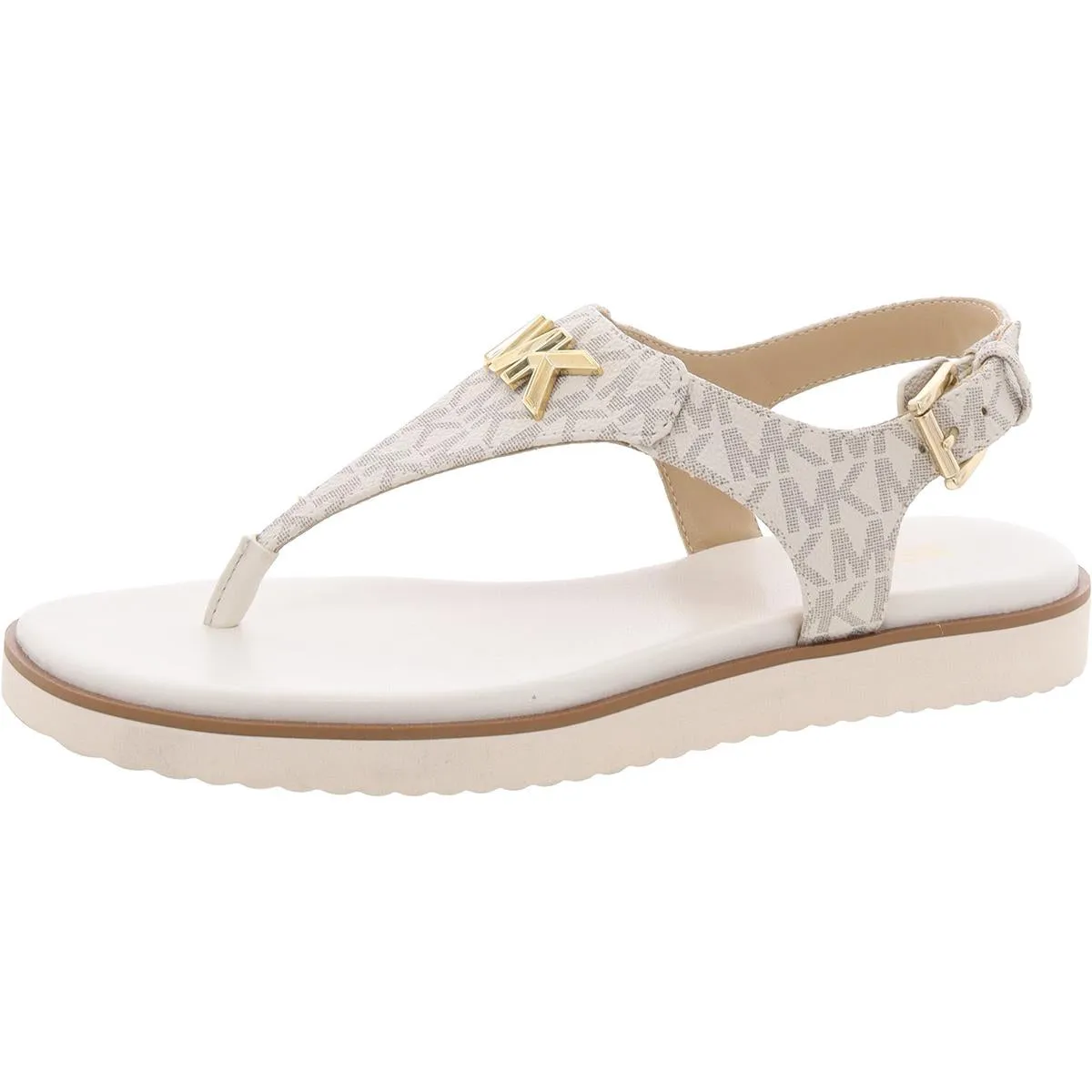 Jilly Womens Faux Leather Logo Thong Sandals