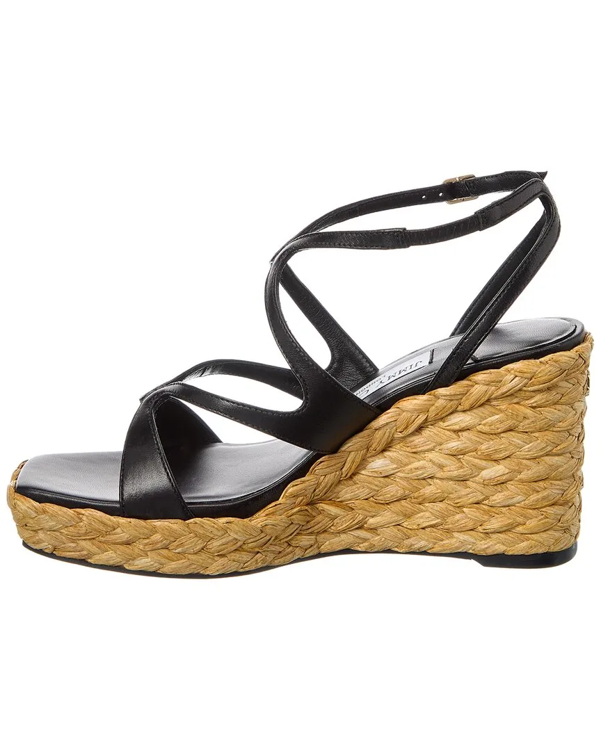 Jimmy Choo Ayla 85 Leather Wedge Sandal