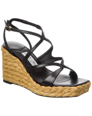 Jimmy Choo Ayla 85 Leather Wedge Sandal