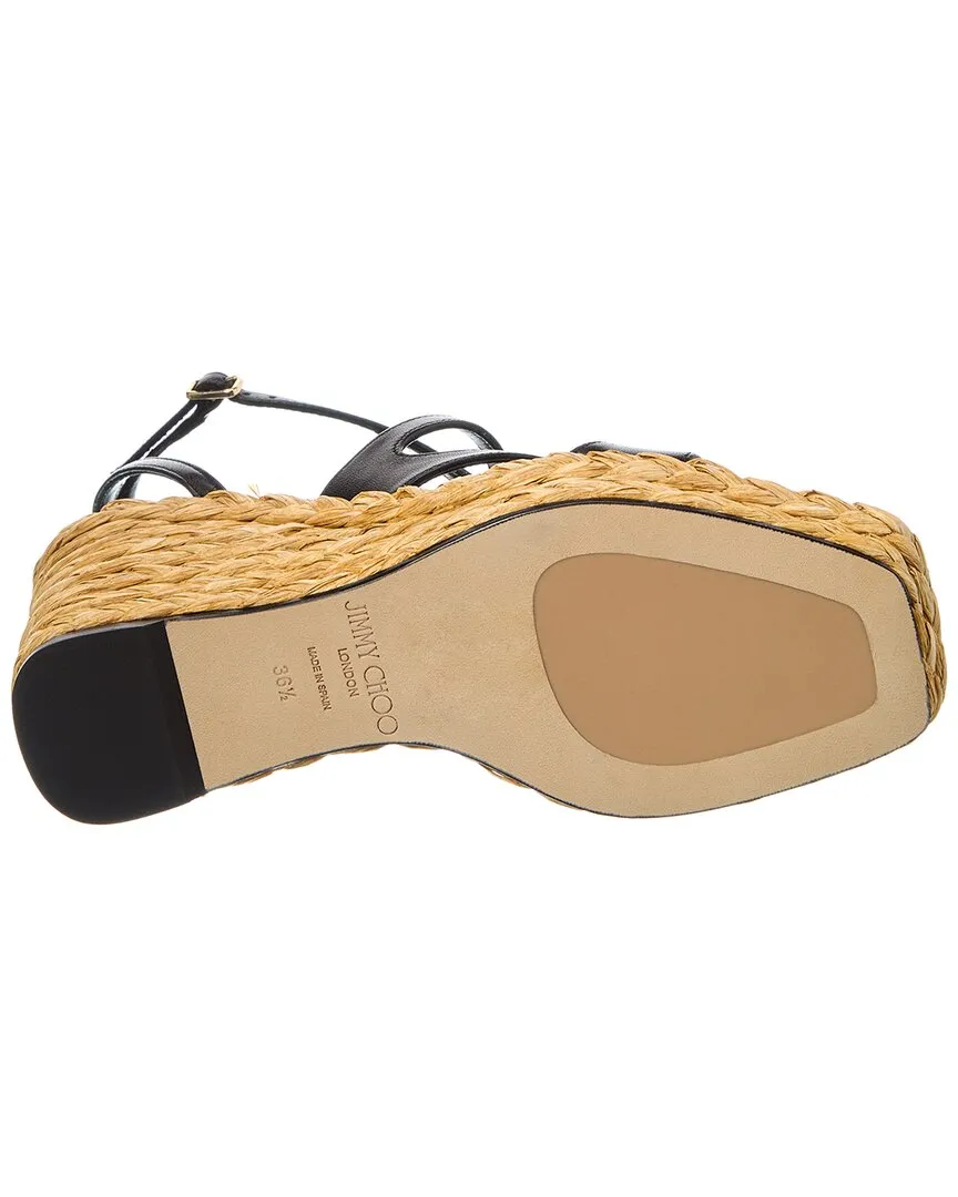 Jimmy Choo Ayla 85 Leather Wedge Sandal