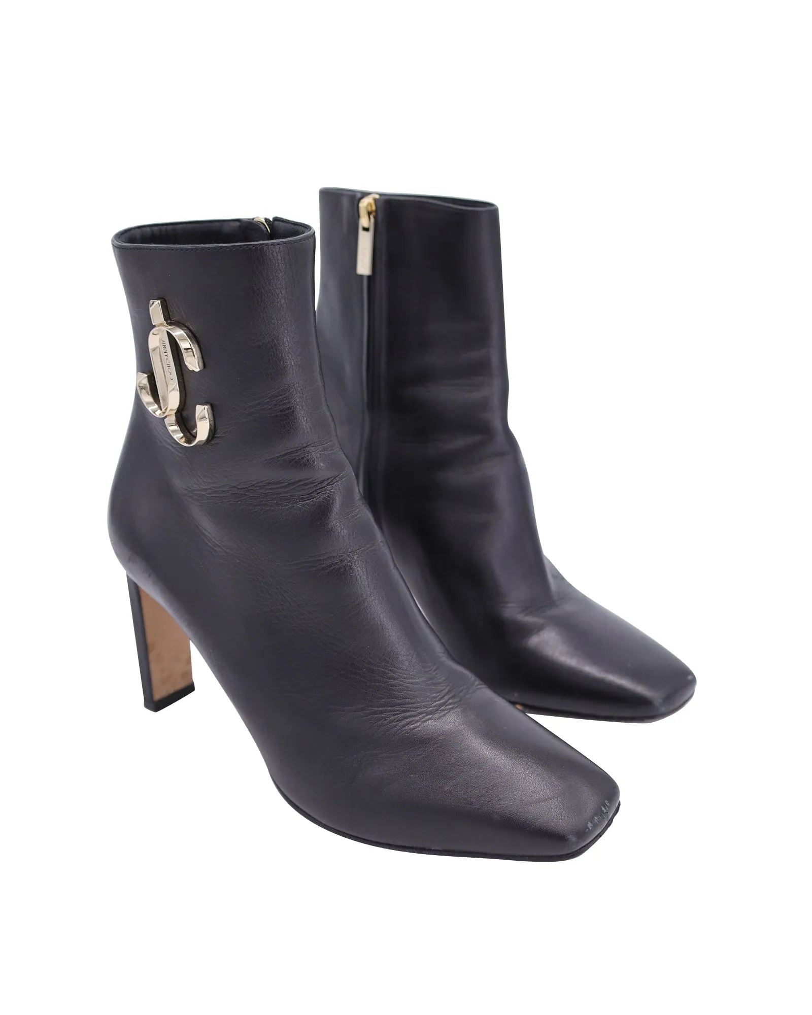 Jimmy Choo Minori Ankle Boots in Black Leather