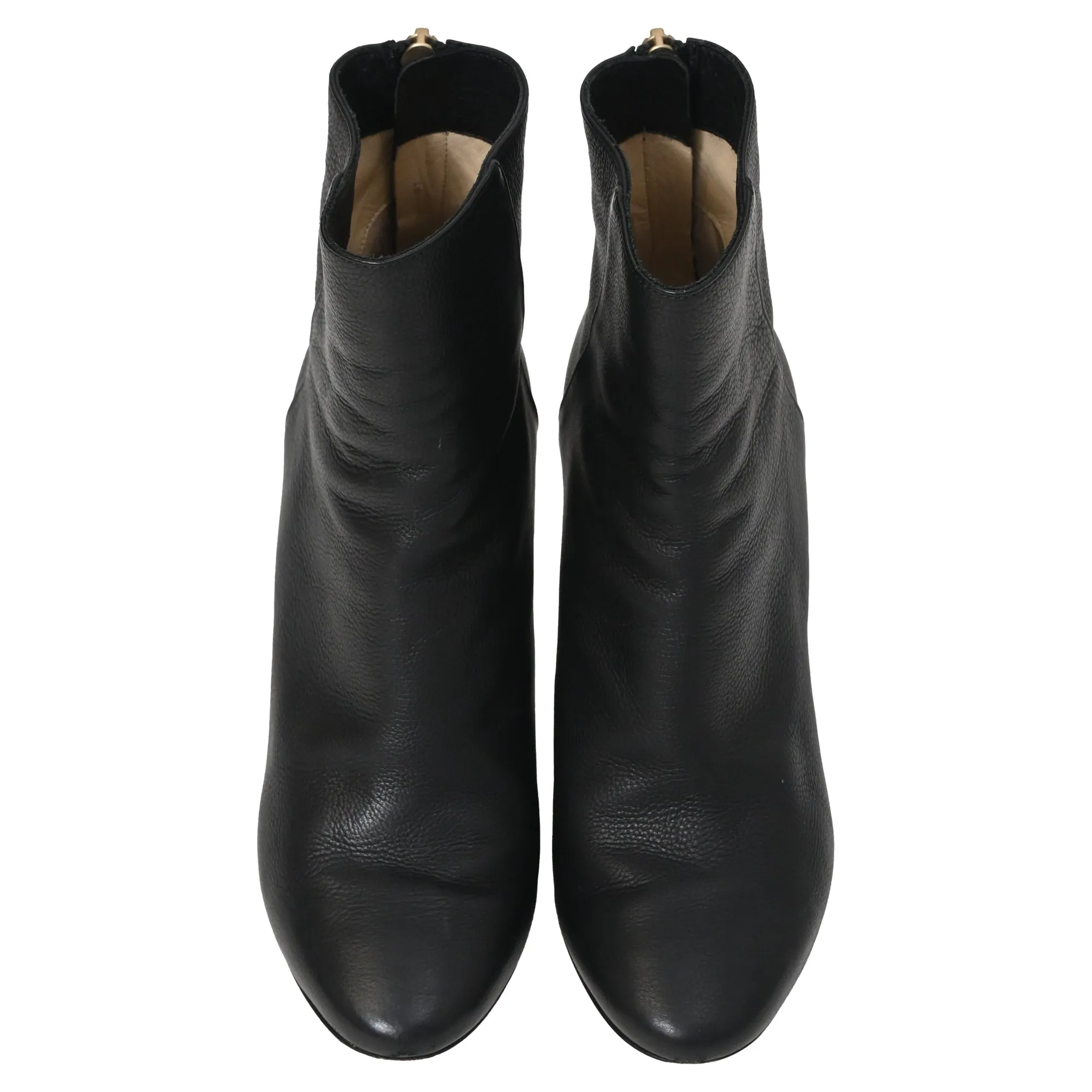 Jimmy Choo Pointed Toe High-Heeled Ankle Boots in Black Calfskin Leather