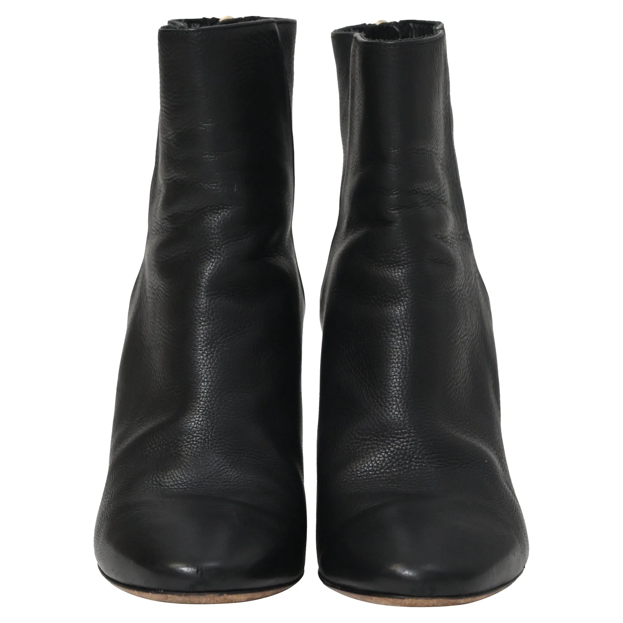 Jimmy Choo Pointed Toe High-Heeled Ankle Boots in Black Calfskin Leather