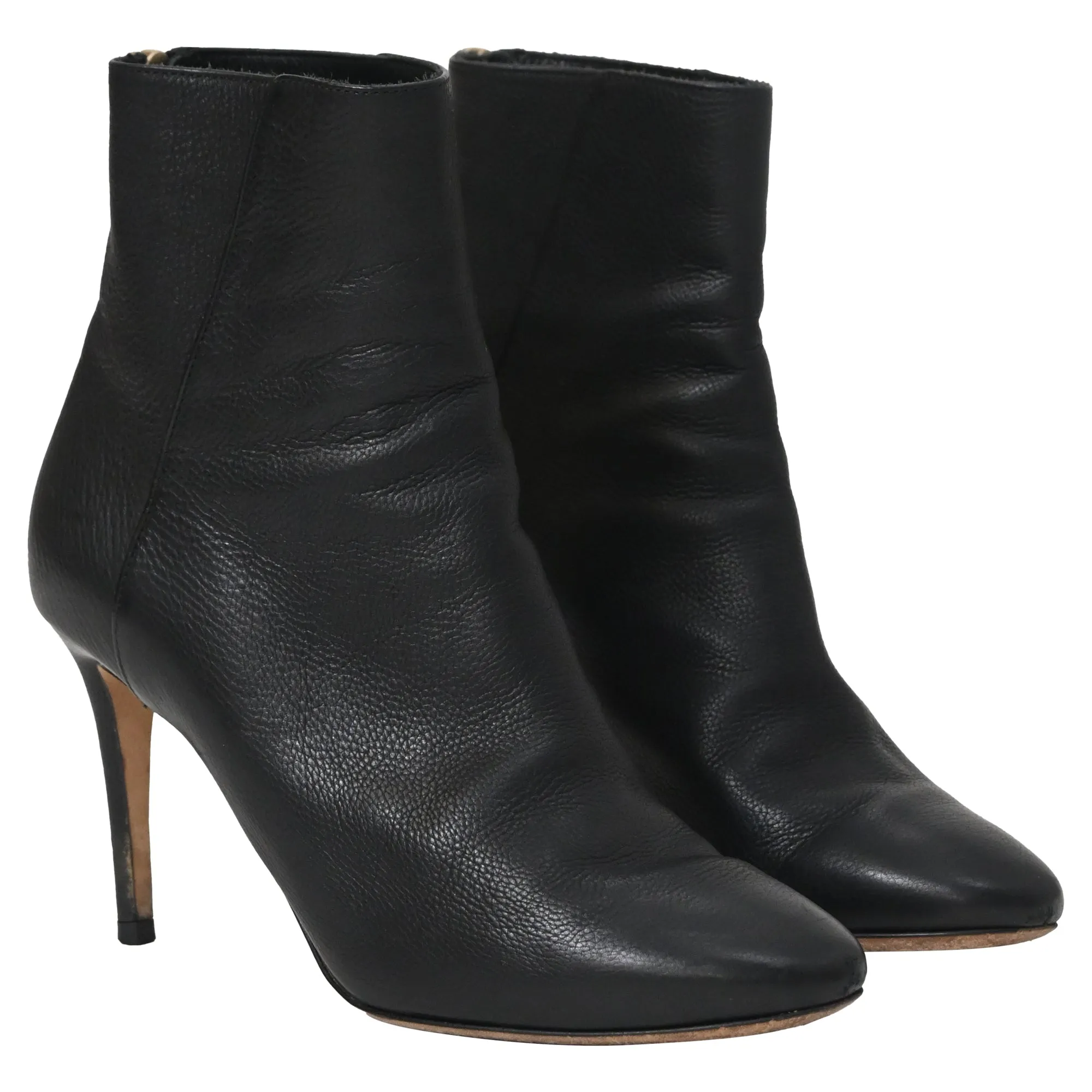 Jimmy Choo Pointed Toe High-Heeled Ankle Boots in Black Calfskin Leather
