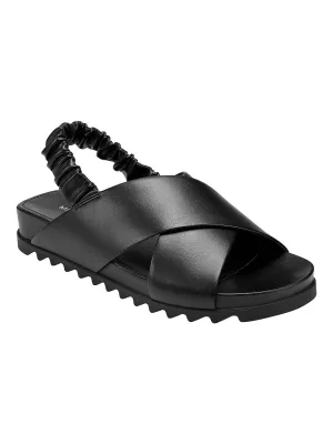 Jivin Womens Faux Leather Flat Slingback Sandals