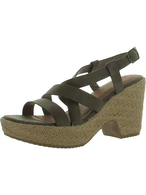 Joan Womens Faux Leather Strappy Platform Sandals