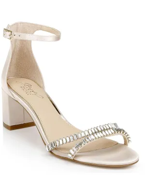 Joanne Womens Satin Embellished Ankle Strap