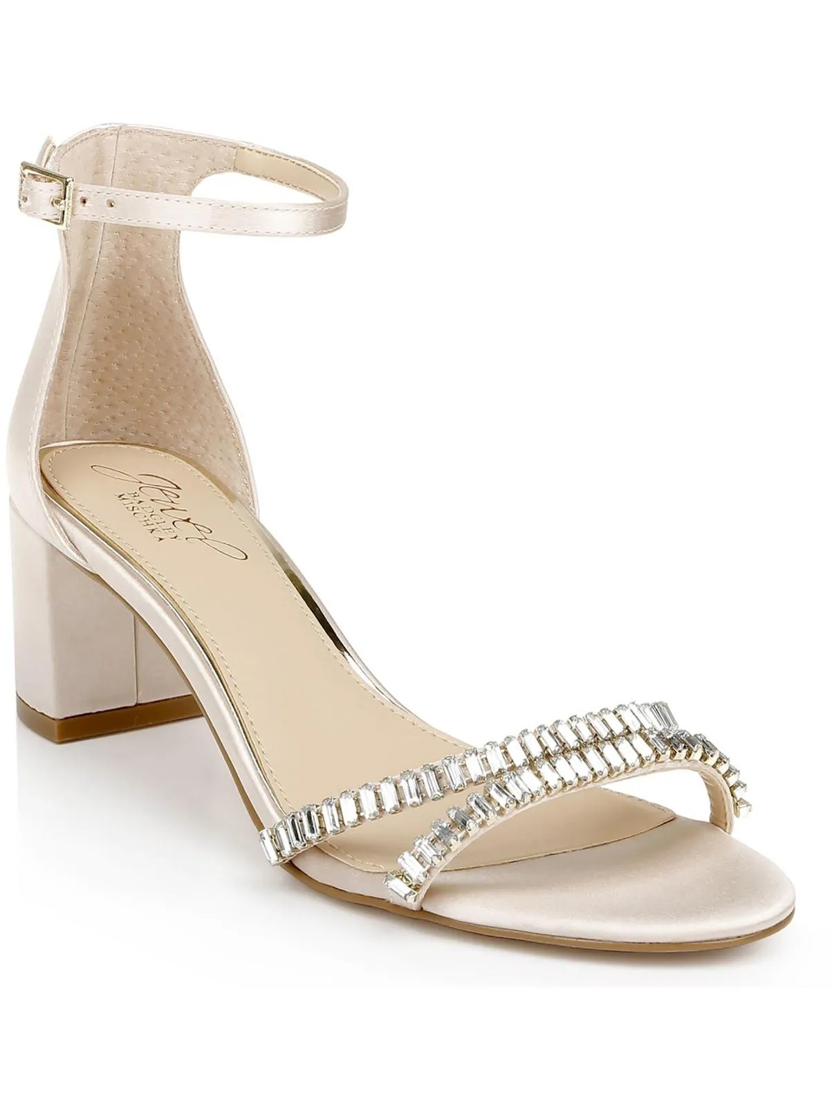 Joanne Womens Satin Embellished Ankle Strap