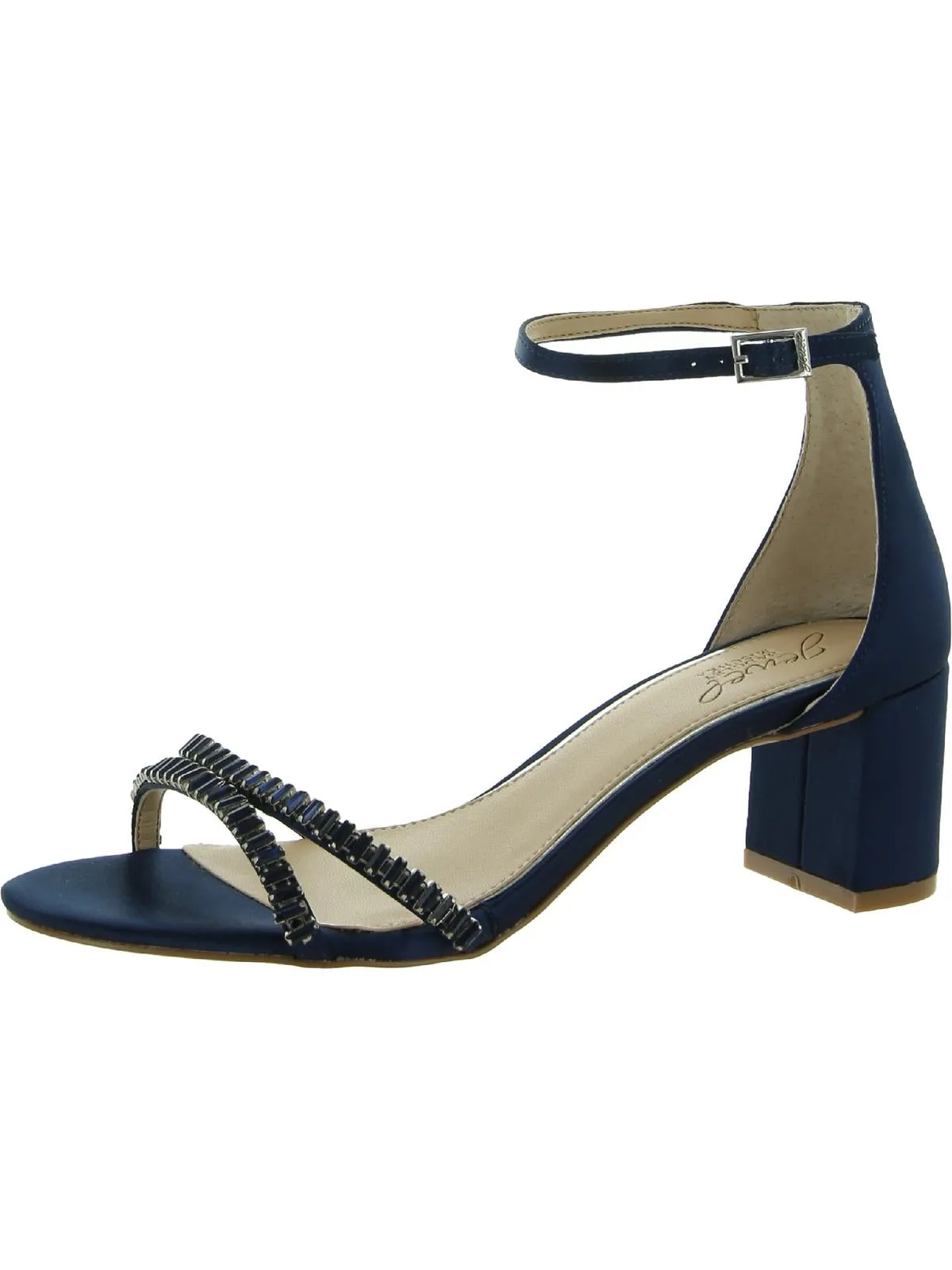 Joanne Womens Satin Embellished Ankle Strap