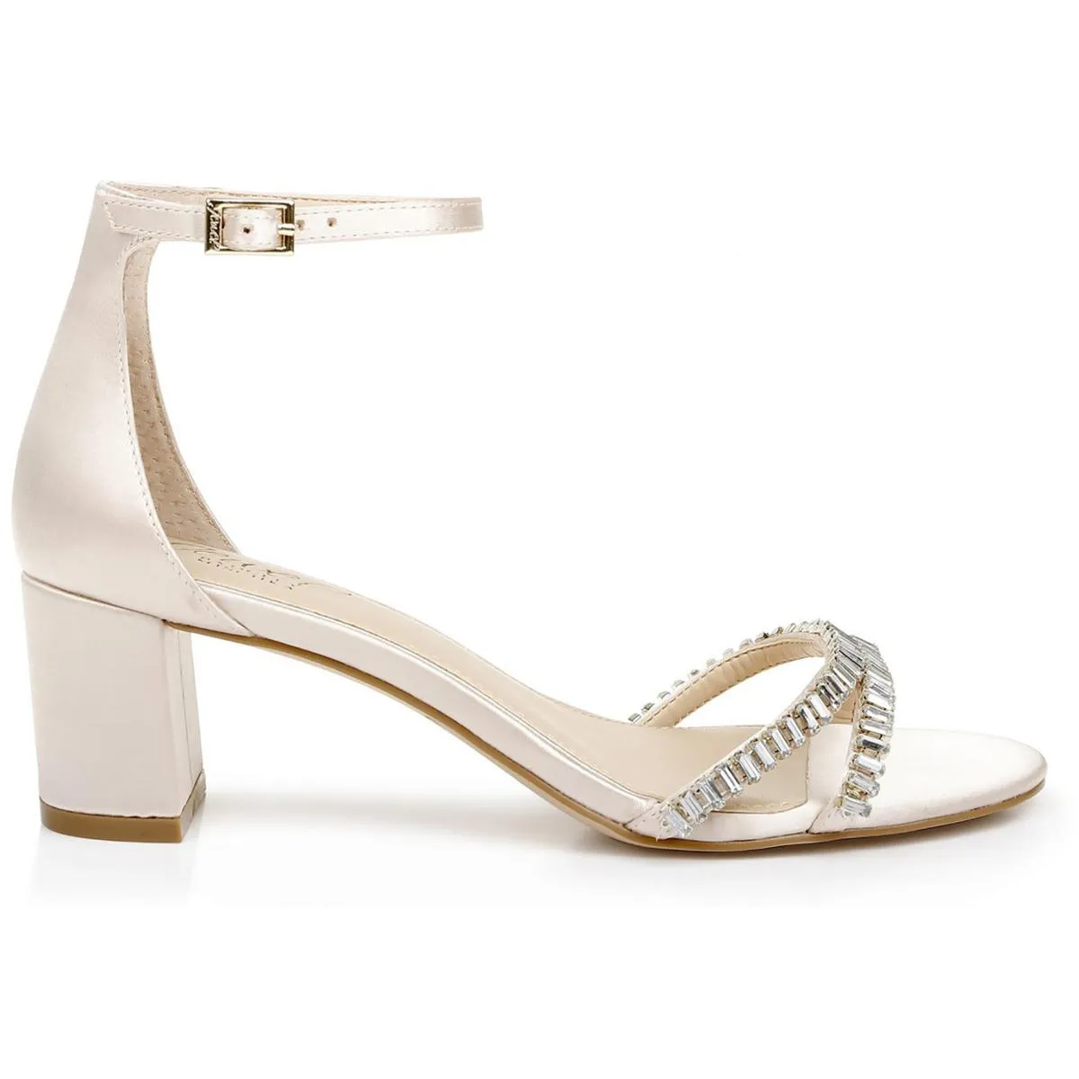 Joanne Womens Satin Embellished Ankle Strap