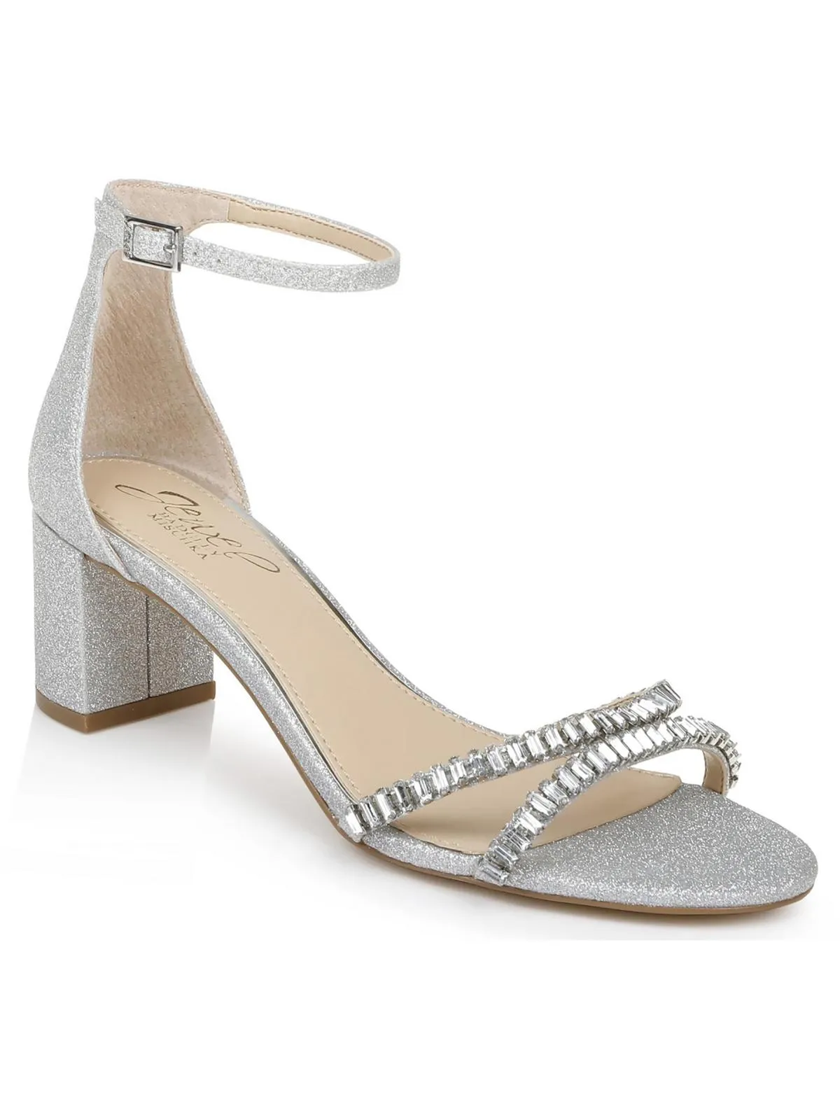 Joanne Womens Satin Embellished Ankle Strap