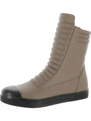 Journey Womens Leather Ribbed Ankle Boots
