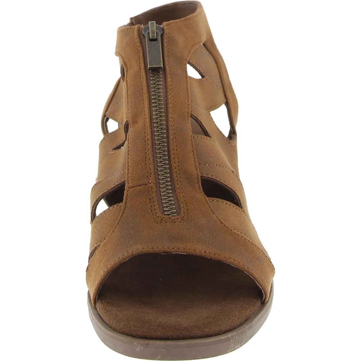 Jovan Womens Zipper Faux Leather Block Heel