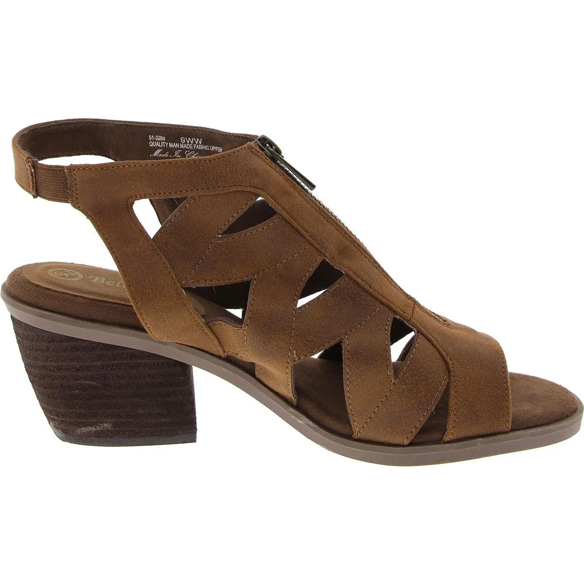 Jovan Womens Zipper Faux Leather Block Heel