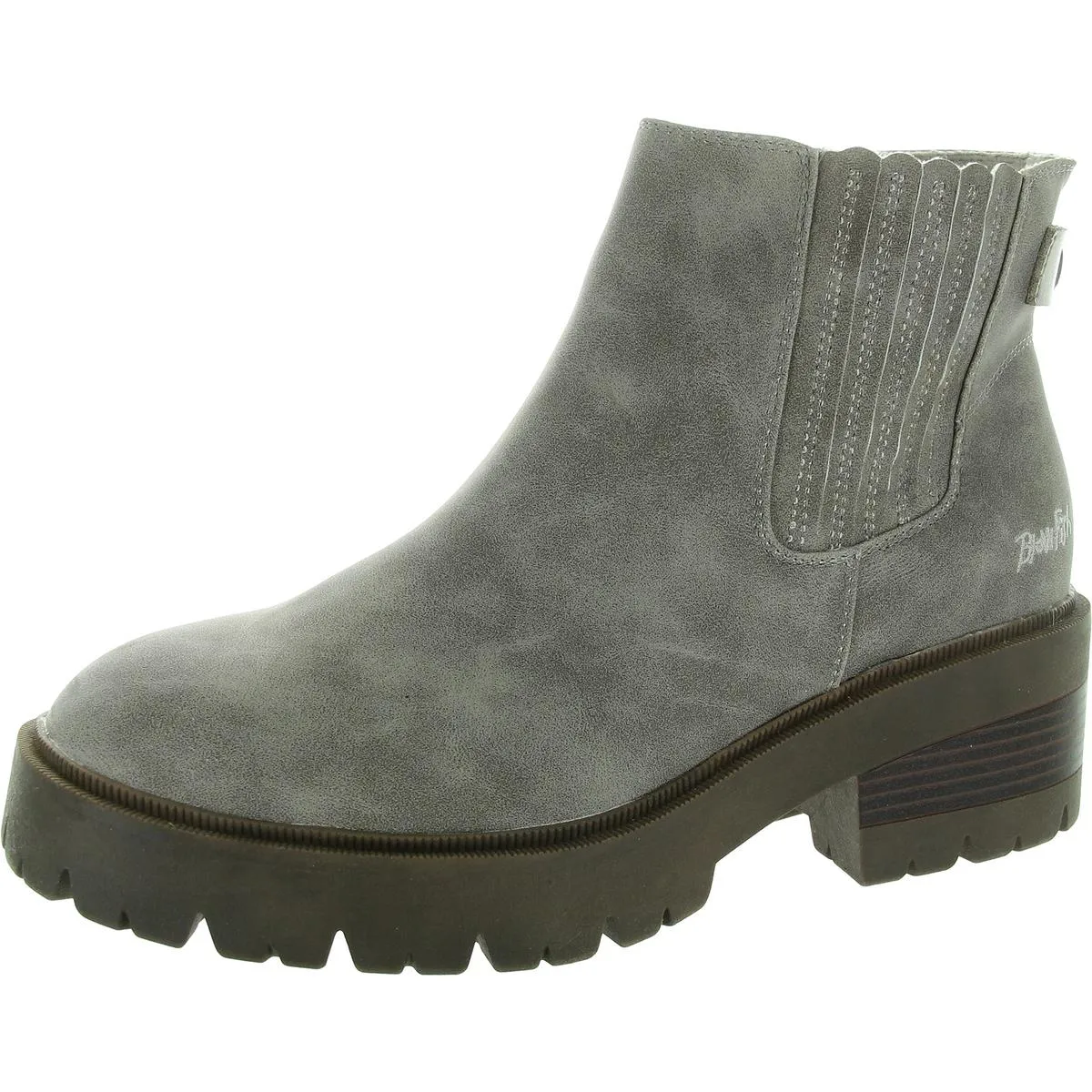 Joy Womens Lugged Sole Faux Leather Chelsea Boots