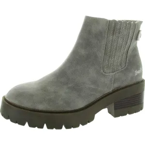Joy Womens Lugged Sole Faux Leather Chelsea Boots