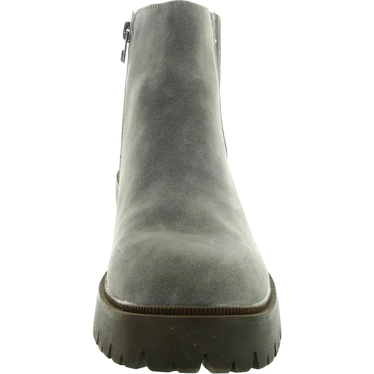 Joy Womens Lugged Sole Faux Leather Chelsea Boots