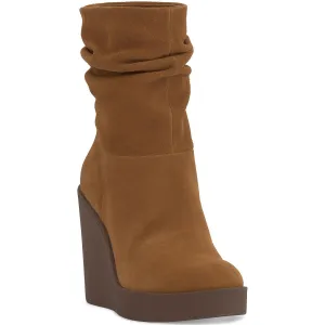 JS-MYNETTE Womens Comfort Insole Leather Mid-Calf Boots