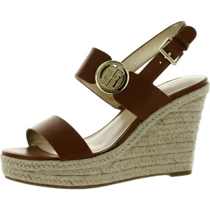 Kahdy Womens Logo Almond Toe Wedge Sandals