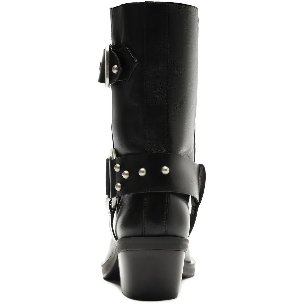 Kaia Womens Leather Buckle Motorcycle Boots