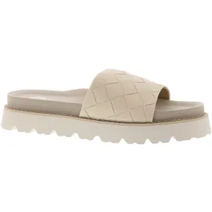 Kaibee Womens Faux Leather Woven Slide Sandals