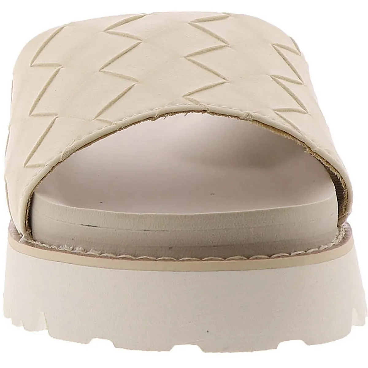 Kaibee Womens Faux Leather Woven Slide Sandals