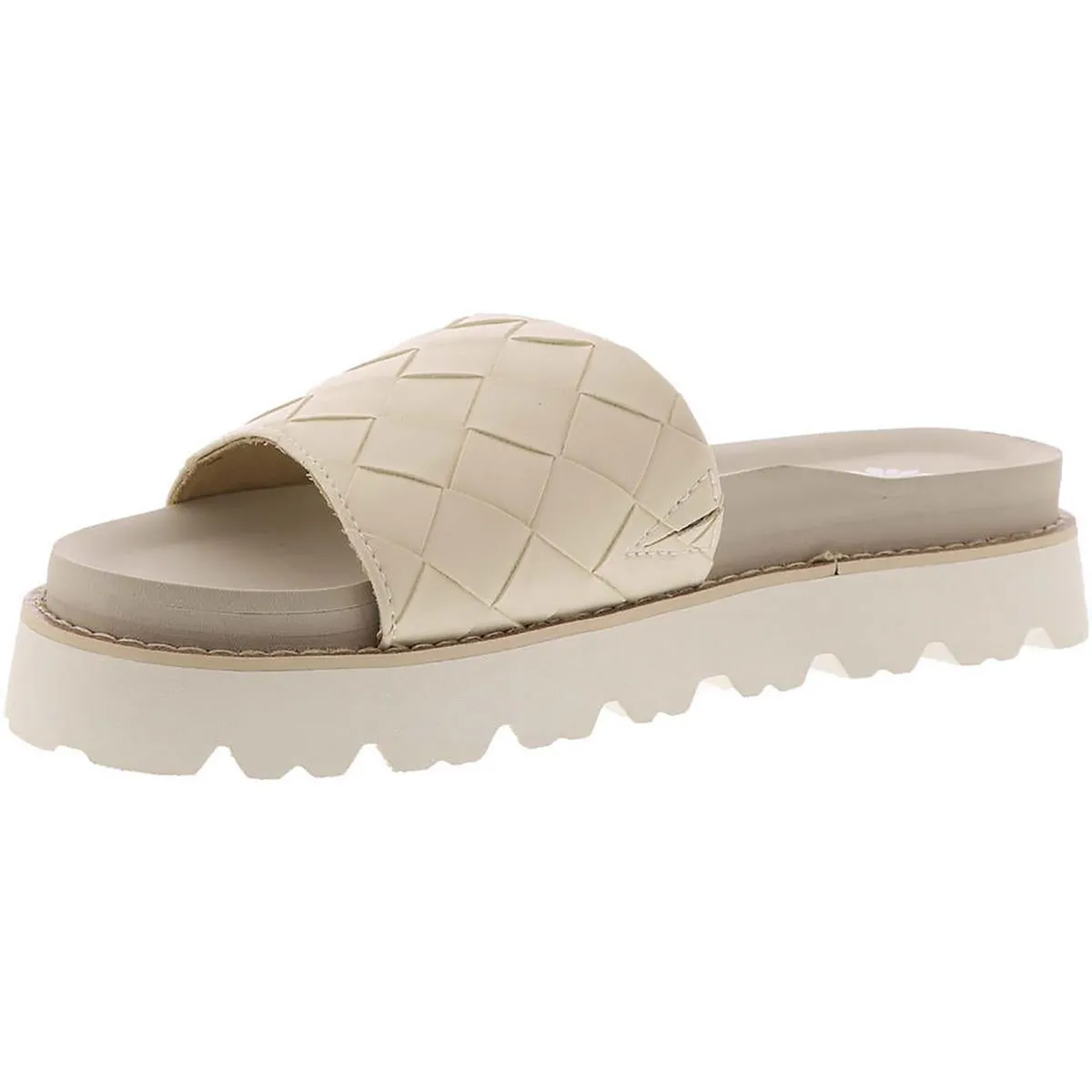 Kaibee Womens Faux Leather Woven Slide Sandals