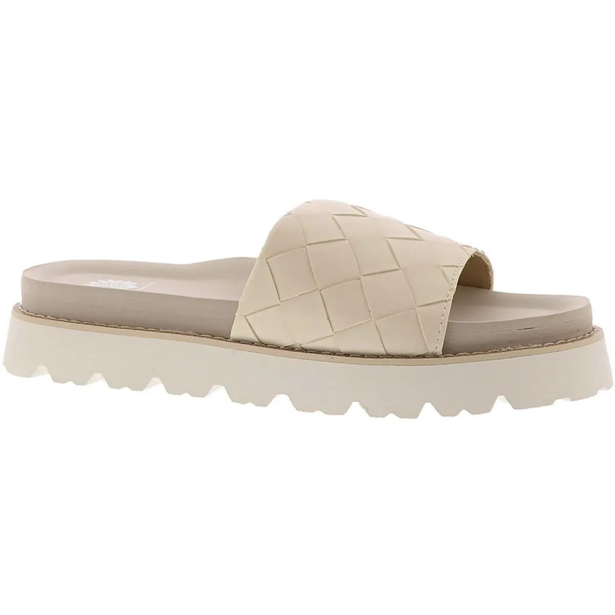 Kaibee Womens Faux Leather Woven Slide Sandals