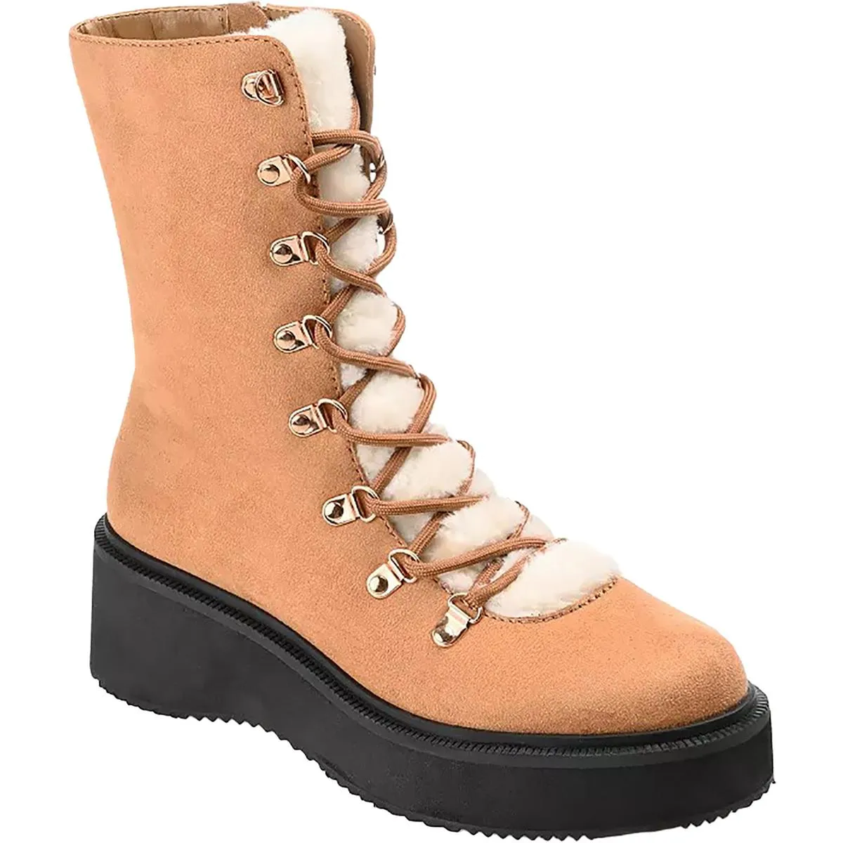 KANNON Womens Lace Up Faux Fur Winter & Snow Boots