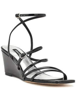 Keamer Womens Patent Ankle Strap Wedge Sandals