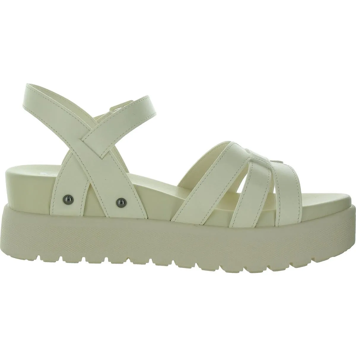 KENEDI Womens Faux Leather Round toe Ankle Strap