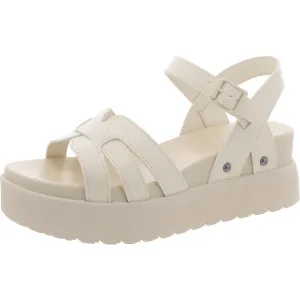 KENEDI Womens Faux Leather Round toe Ankle Strap
