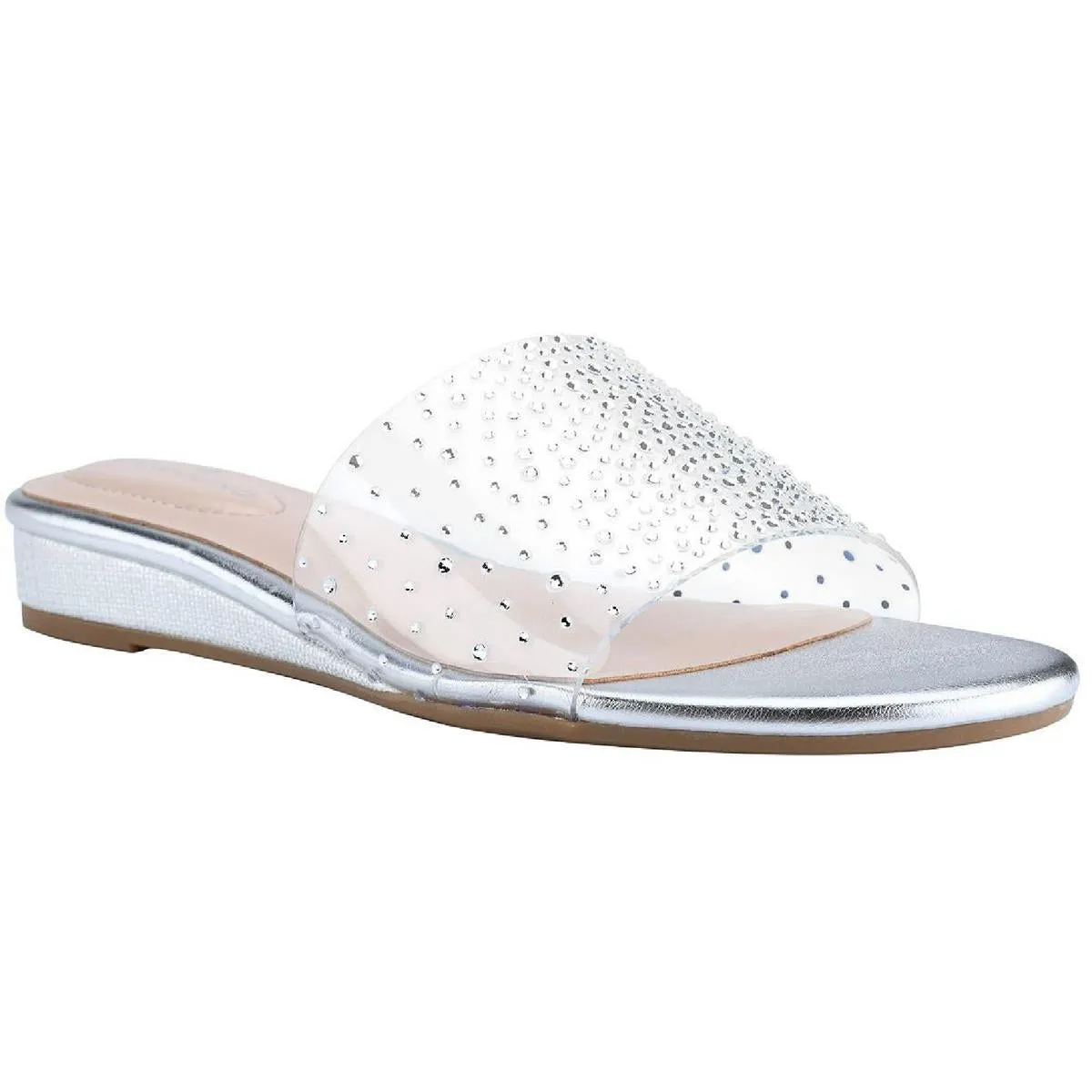 Kenlo Womens Rhinestone Dressy Wedge Sandals