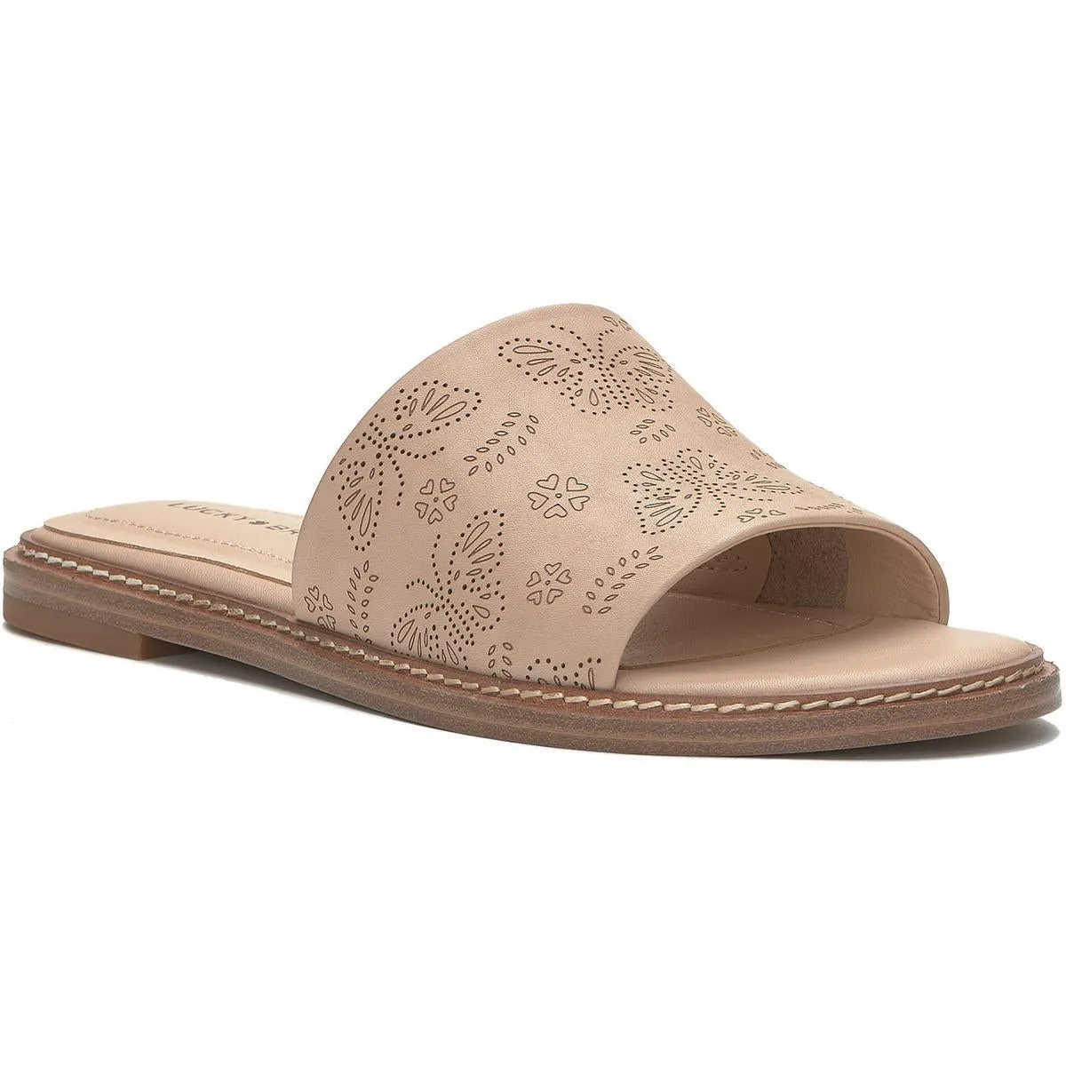 Keshy Womens Slip On Leather Slide Sandals