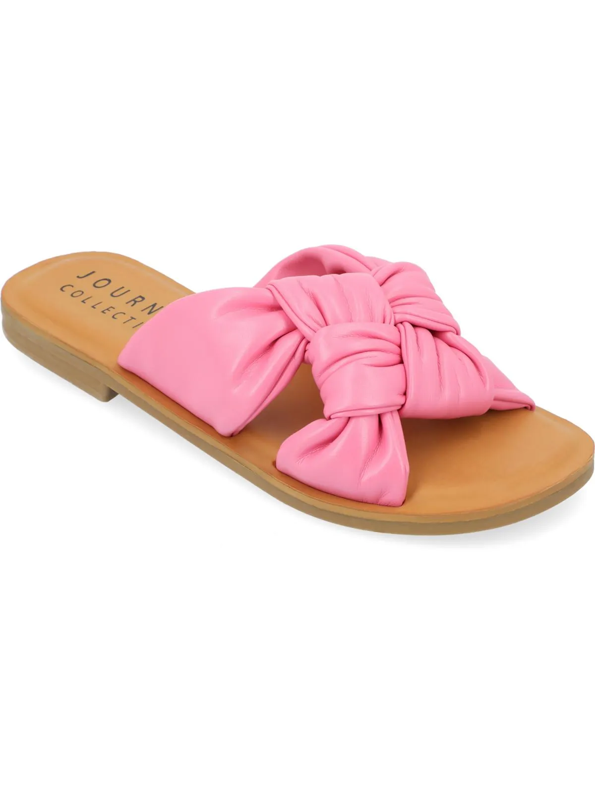 Kianna Womens Faux Leather Slip On Slide Sandals
