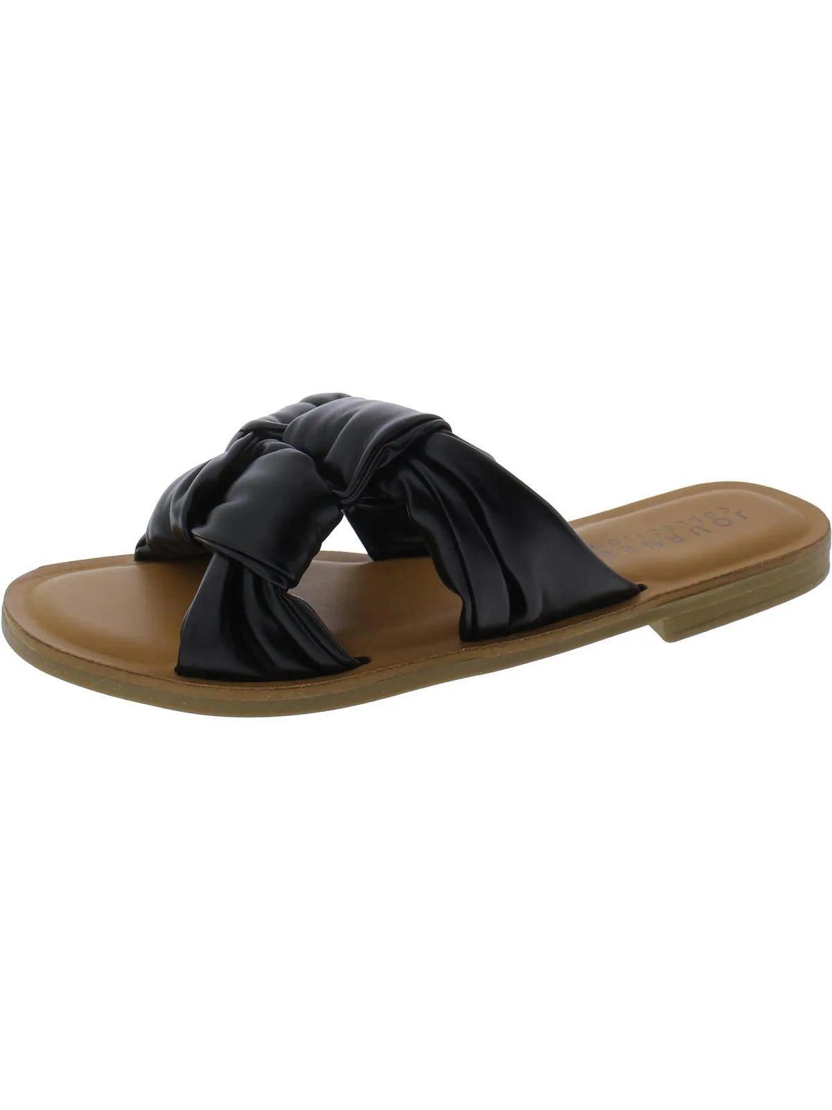 Kianna Womens Faux Leather Slip On Slide Sandals