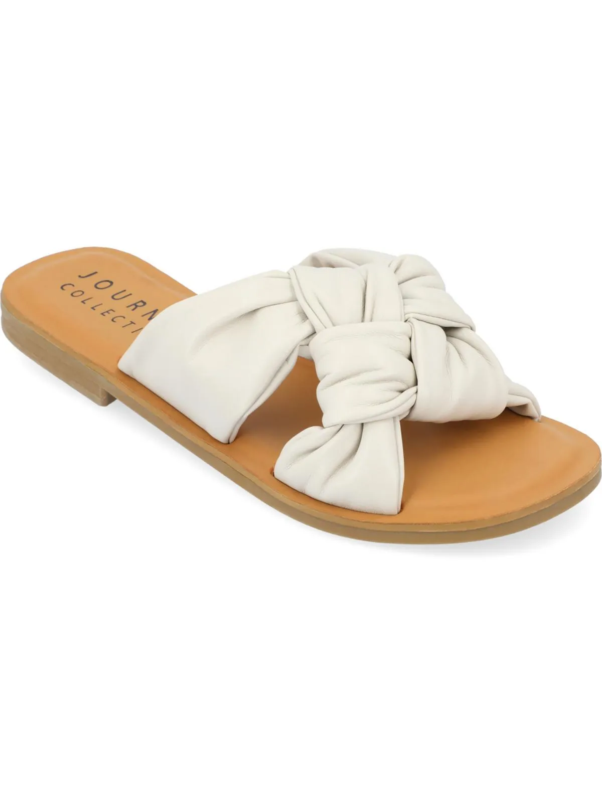 Kianna Womens Faux Leather Slip On Slide Sandals