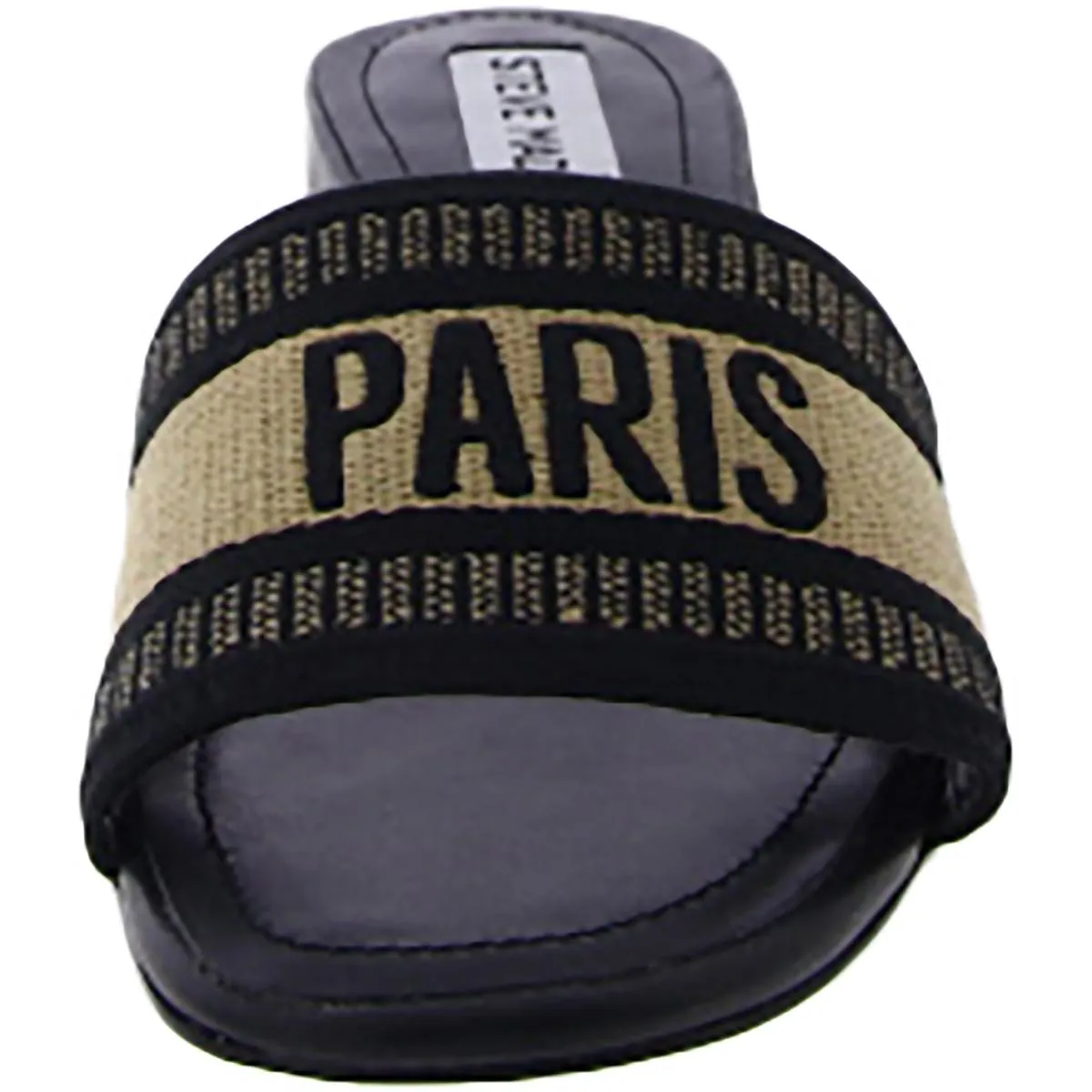 Knoxie Womens Faux Leather Embroidered Slide Sandals