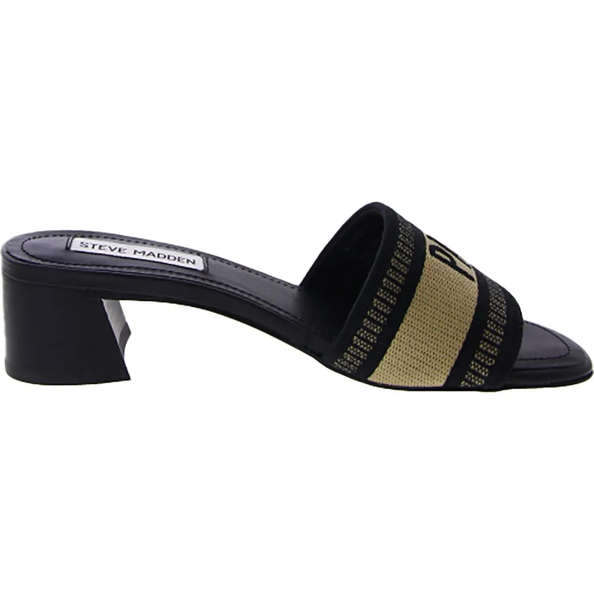 Knoxie Womens Faux Leather Embroidered Slide Sandals