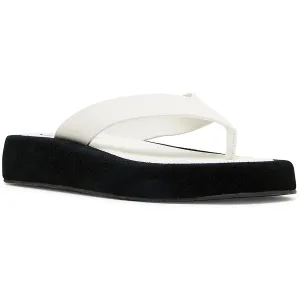Kylen Womens Contrast Trim Leather Flatform Sandals