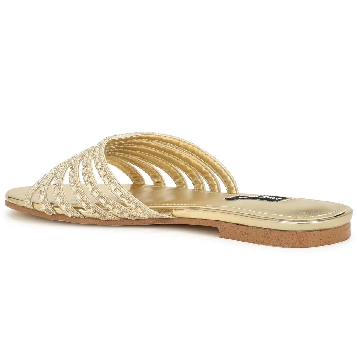 Lacee Womens Slip-On Embellished Slide Sandals